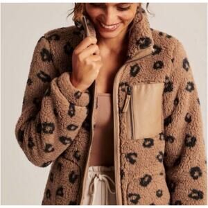 Abercrombie & Fitch Tan and Black Fleece Jacket